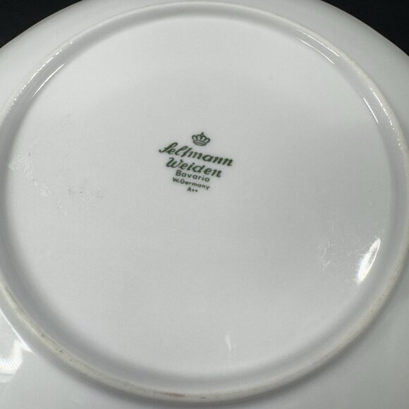 Seltmann Weiden Fine Porcelain Dish Plate Set 3 W Germany White Blue Flowers VTG - Picture 9 of 12